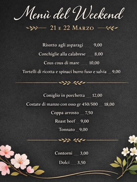 Menù 21/22 marzo 2026