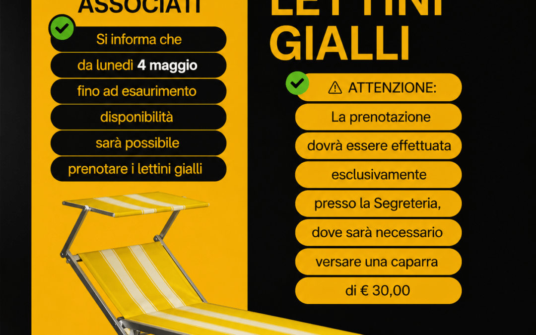 Noleggio lettini gialli
