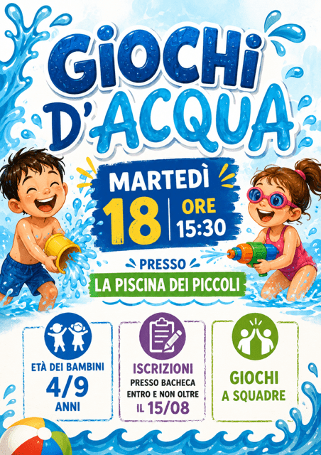 Giochi d’acqua martedì 18 agosto